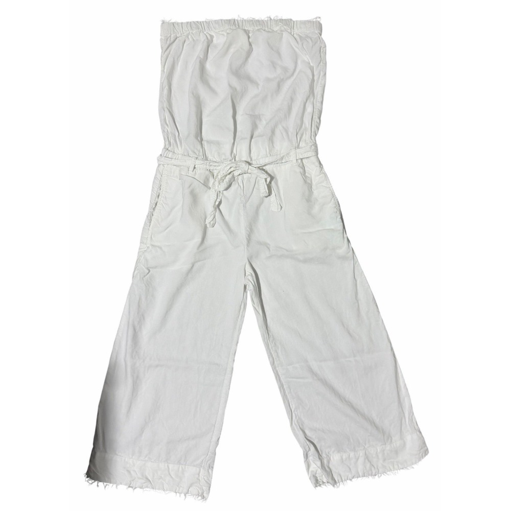 Cloth & Stone Anthropologie Strapless Jumpsuit White Women's Size Medium